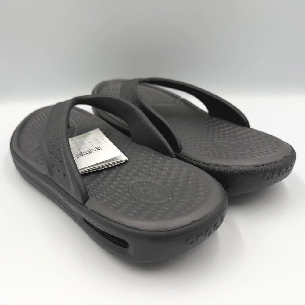 CROCS LiteRide Inmotion Flip Flops Black Sandals 211101-001 Men's 8 **NEW**